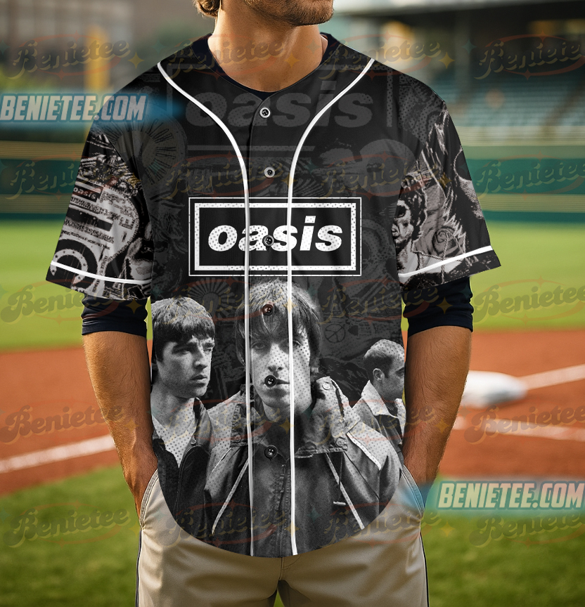 Oasis Tour 25 Vintage Baseball Jersey, Oasis Rock Band Streetwear Jersey - Image 2