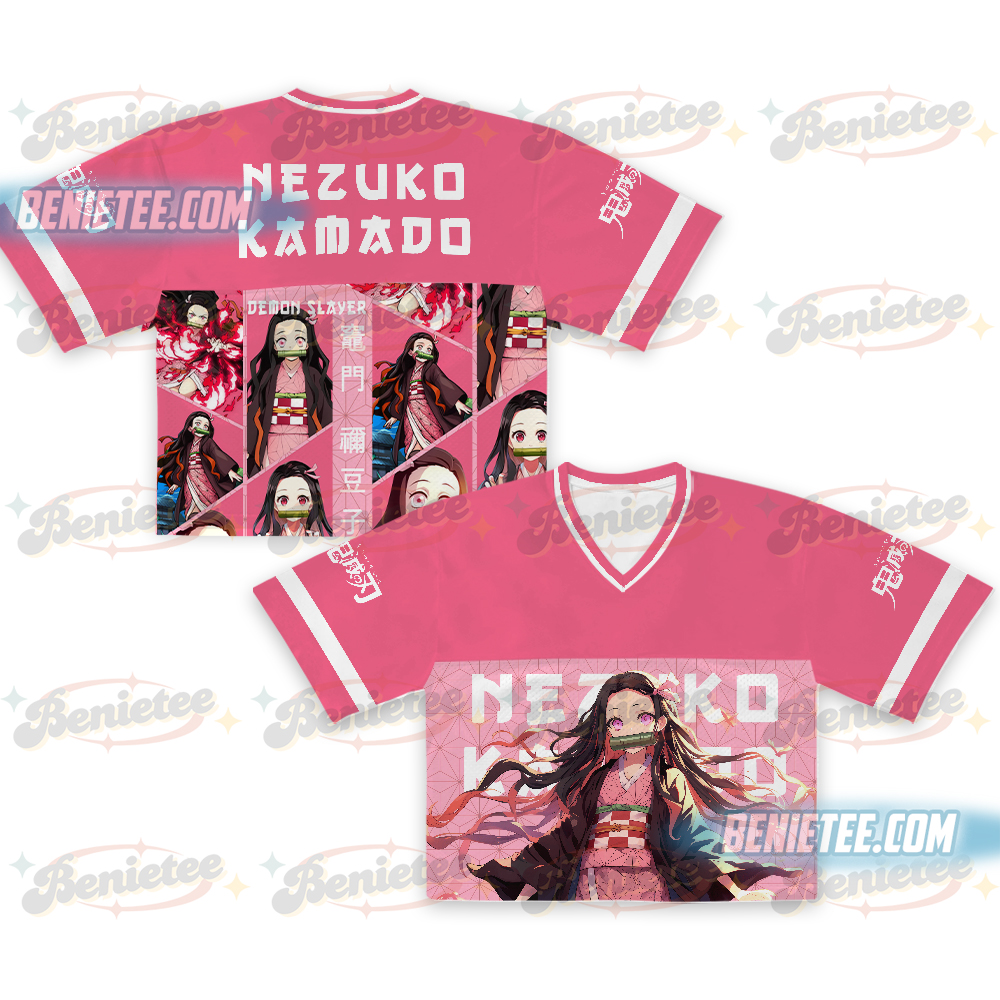 Nezuko Kamado Demon Slayer Croptop Football Jersey, Anime Jersey