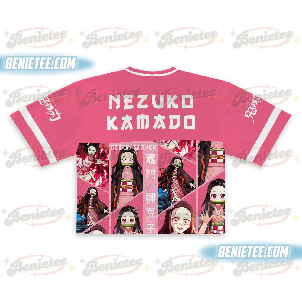 Nezuko Kamado Demon Slayer Croptop Football Jersey, Anime Jersey - Image 3