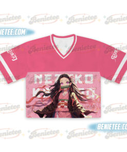 Alternative view of Nezuko Kamado Demon Slayer Croptop Football Jersey, Anime Jersey