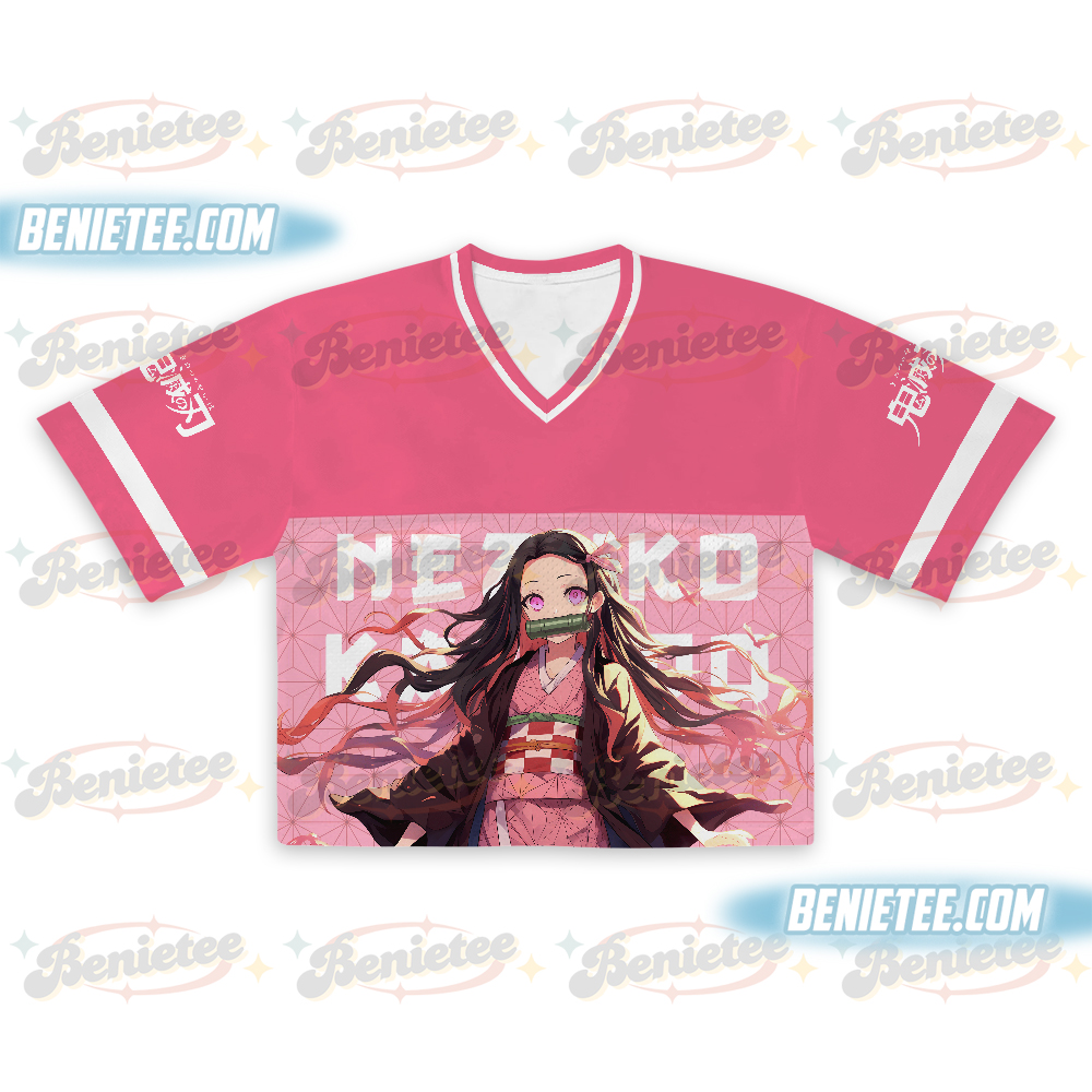 Nezuko Kamado Demon Slayer Croptop Football Jersey, Anime Jersey - Image 2