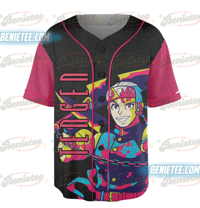 Alternative view of Tengen Uzui Anime Baseball Jersey, Anime jersey, Demon Slayer Baseball Jersey