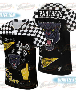Panthers Preppy Mascot Football Jersey, Black and Yellow Gold Team Spirits, School Mascots