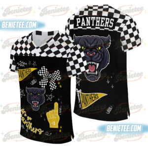 Panthers Preppy Mascot Football Jersey, Black and Yellow Gold Team Spirits, School Mascots