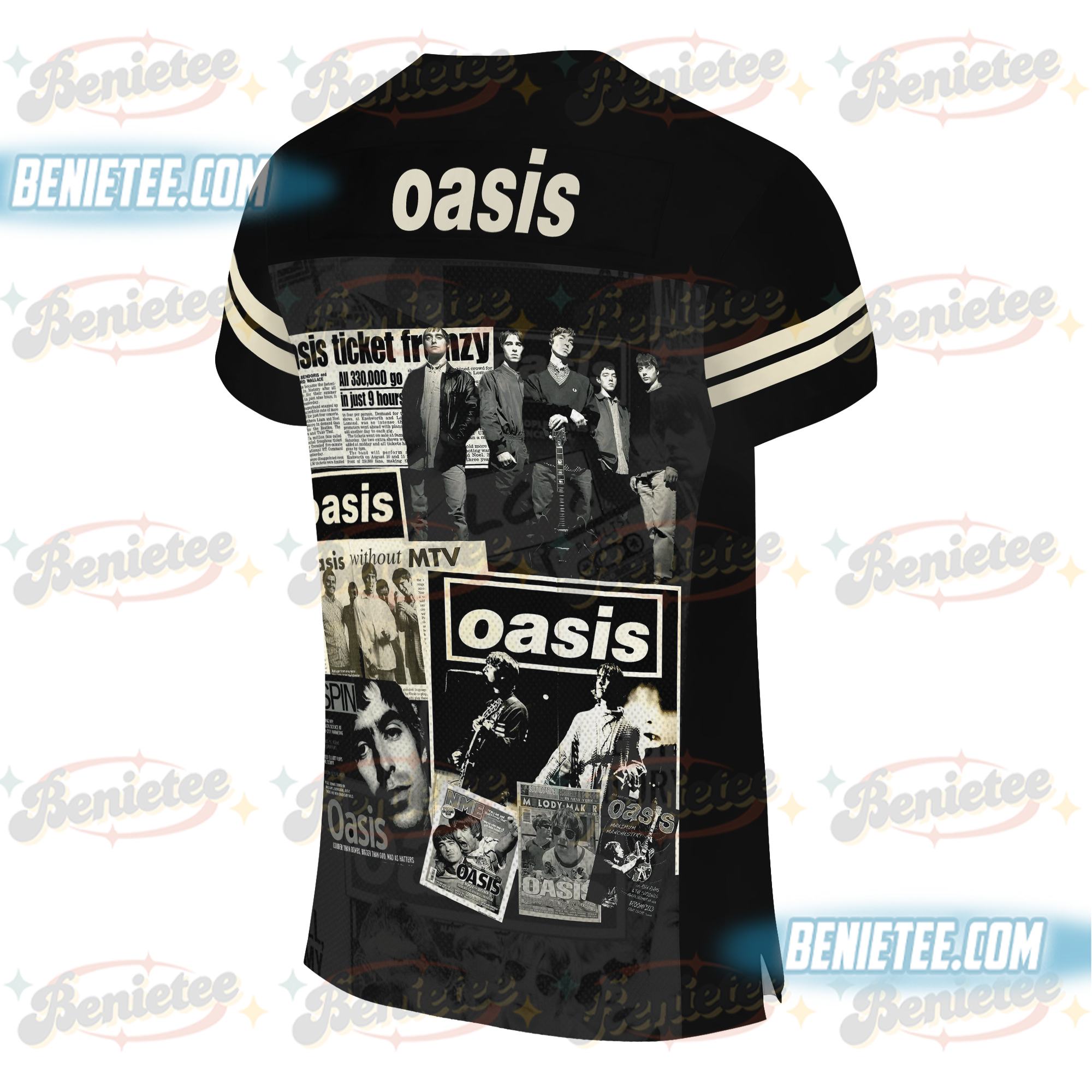 Oasis 2025 Tour Football Jersey, Vintage Britpop Rock Band Jersey - Image 4