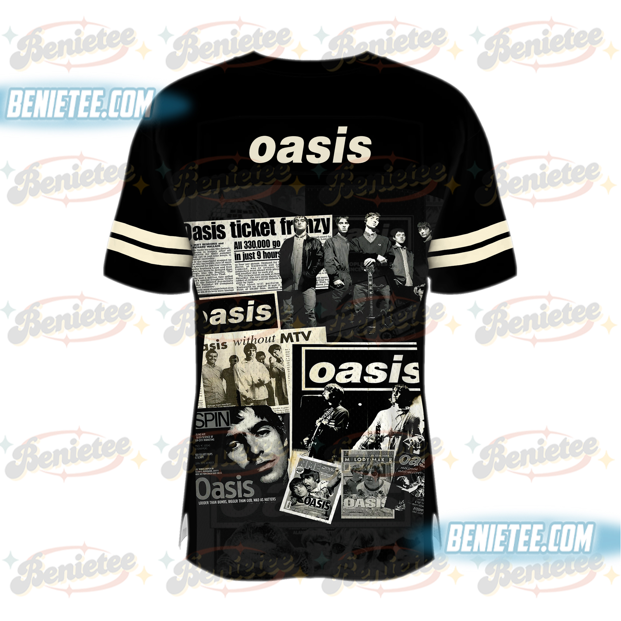 Oasis 2025 Tour Football Jersey, Vintage Britpop Rock Band Jersey - Image 3