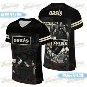 Oasis 2025 Tour Football Jersey, Vintage Britpop Rock Band Jersey