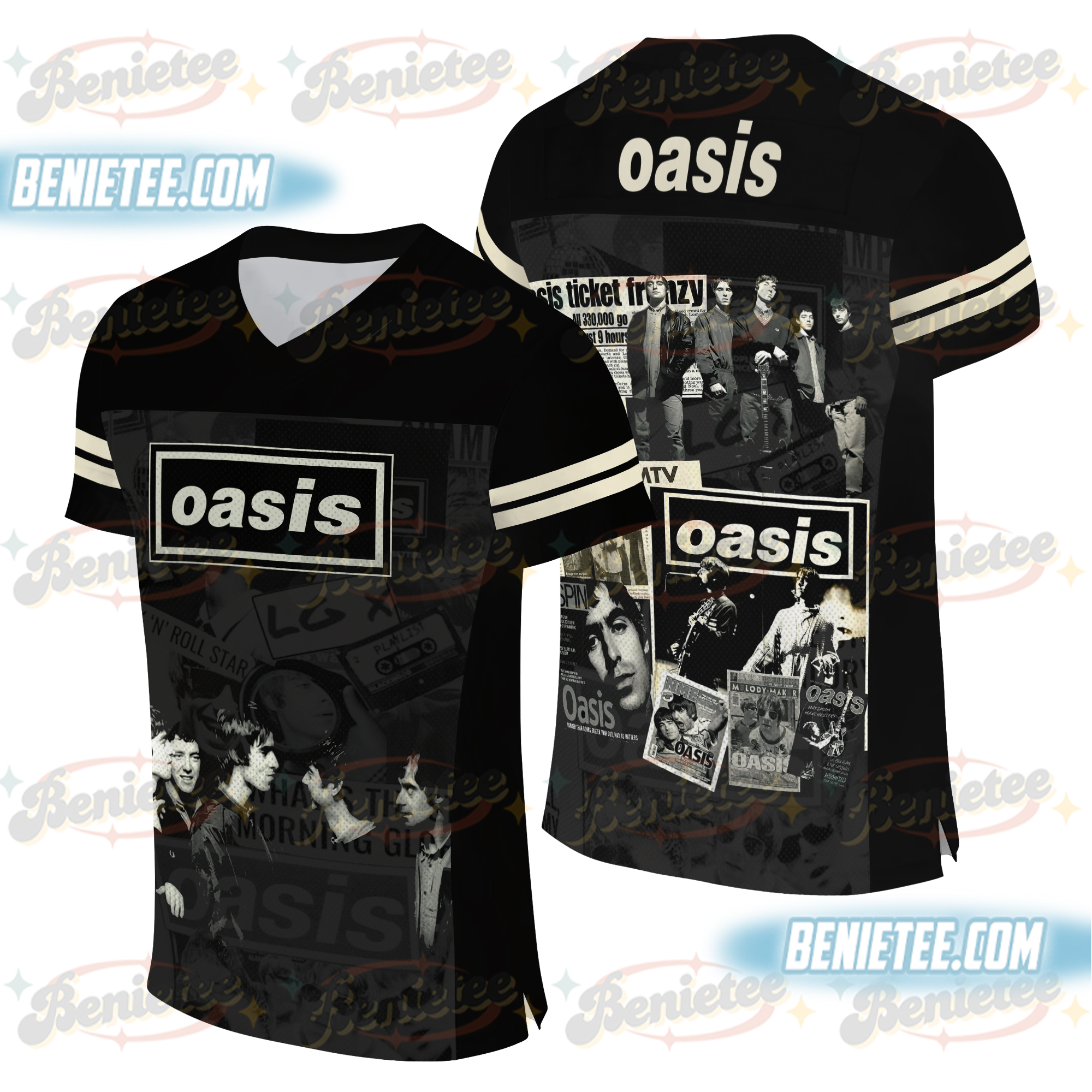 Oasis 2025 Tour Football Jersey, Vintage Britpop Rock Band Jersey