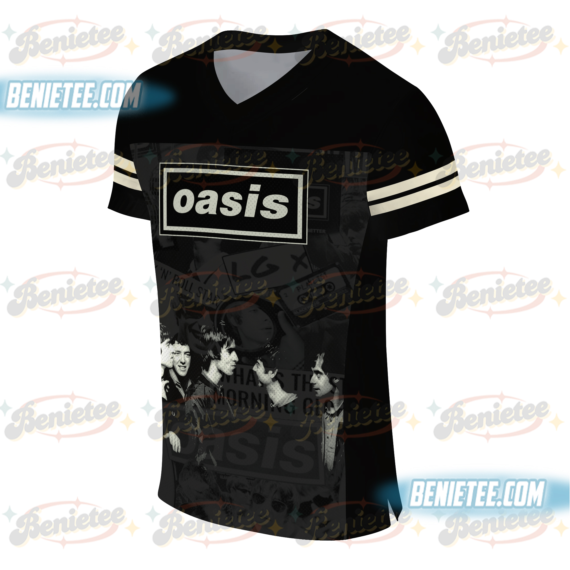Oasis 2025 Tour Football Jersey, Vintage Britpop Rock Band Jersey - Image 2