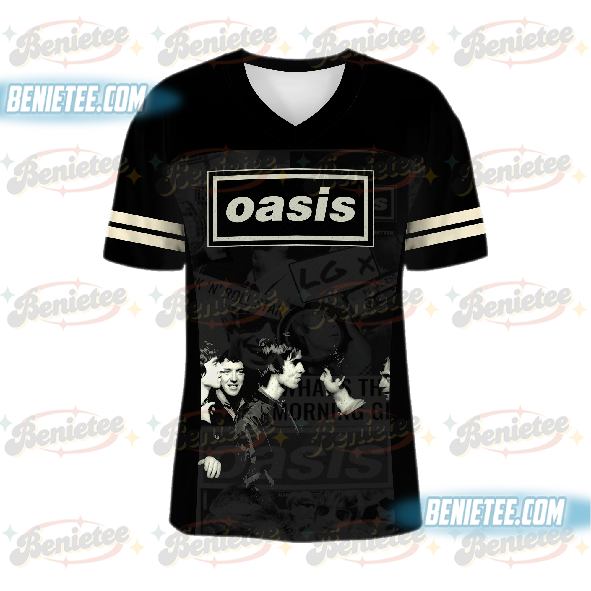 Oasis 2025 Tour Football Jersey, Vintage Britpop Rock Band Jersey - Image 5