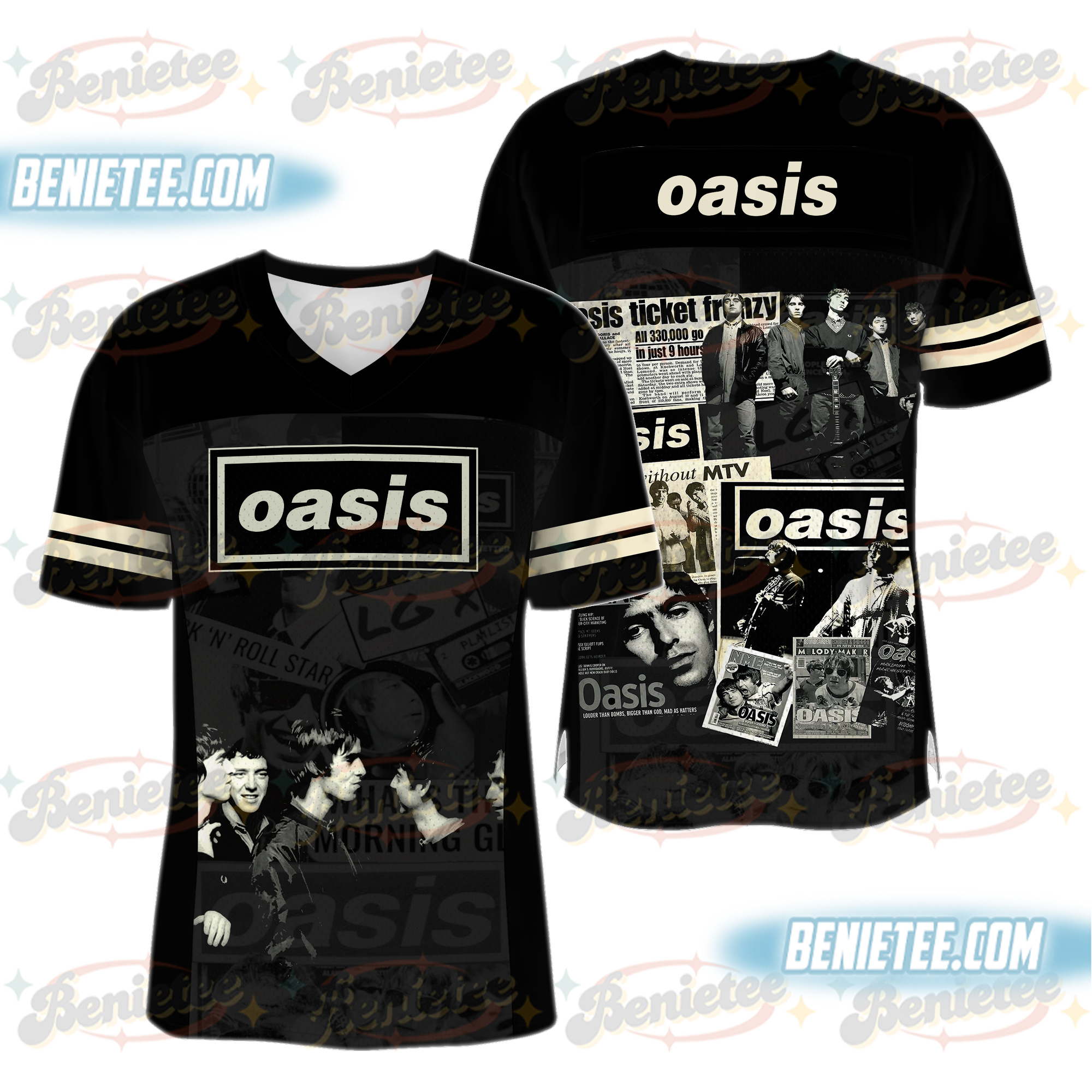 Oasis 2025 Tour Football Jersey, Vintage Britpop Rock Band Jersey - Image 6