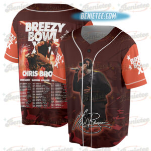 Breezy Bowl Tour XX Shirt, Chris Brown Breezy Bowl Baseball Jersey, Personalized Breezy Bowl XX 2025 Jersey