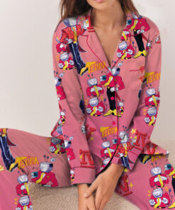 Alternative view of Tenna Deltarune Game Matching Long Pajamas Set, Kris, Tenna, Berdly, Ralsei, Starwalker It’s TV Time Pajamas Set