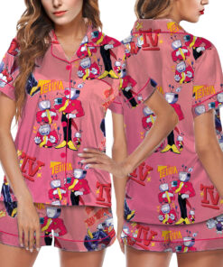 Tenna Deltarune Game Matching Pajamas Set Short, Kris, Tenna, Berdly, Ralsei, Starwalker It’s TV Time Pajamas Set