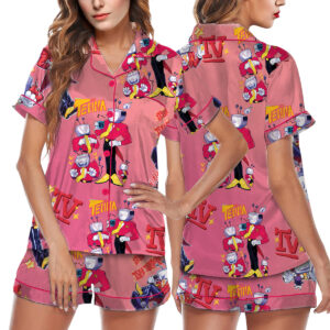 Tenna Deltarune Game Matching Pajamas Set Short, Kris, Tenna, Berdly, Ralsei, Starwalker It’s TV Time Pajamas Set