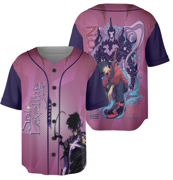 Alternative view of Solo Leveling Baseball Jersey, Seong Anime Jersey