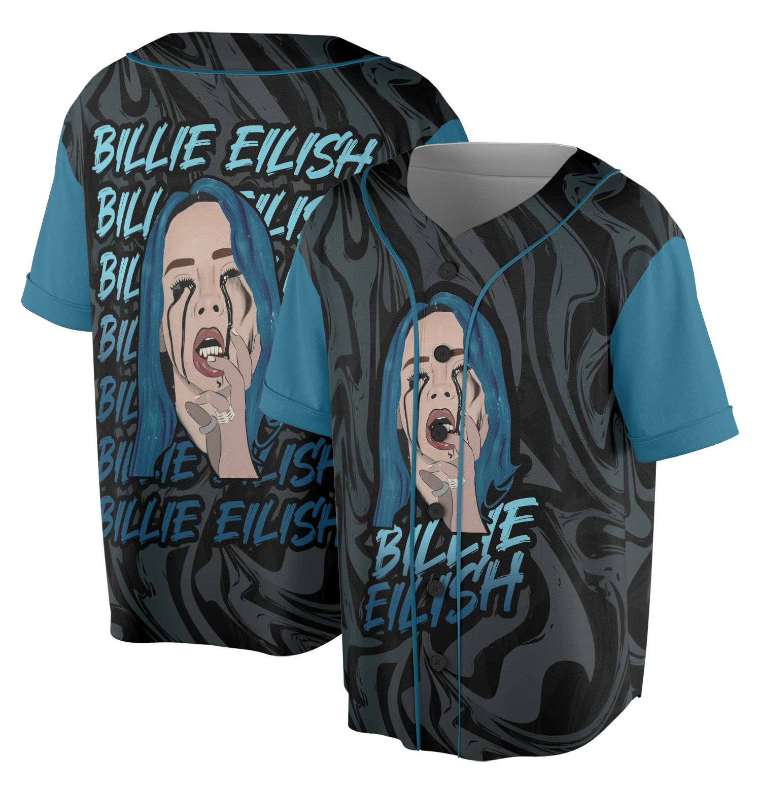 Crying Billie Eilish Fan Art Baseball Jersey