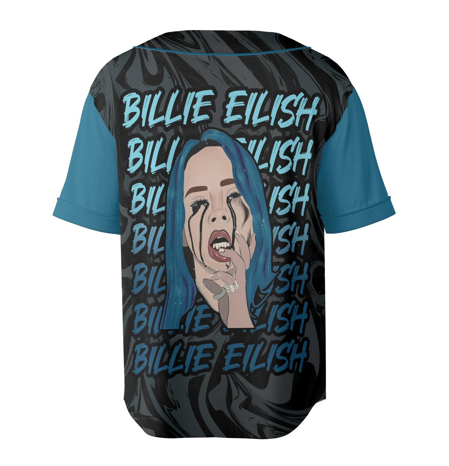 Crying Billie Eilish Fan Art Baseball Jersey - Image 4