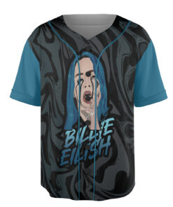 Alternative view of Crying Billie Eilish Fan Art Baseball Jersey