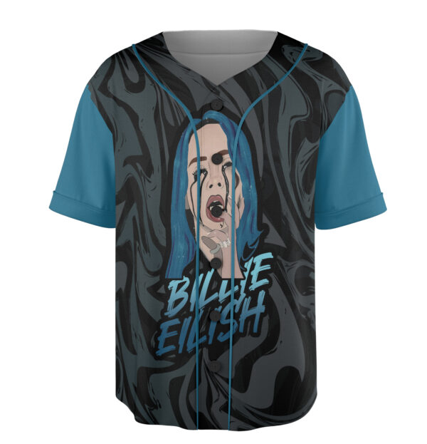Alternative view of Crying Billie Eilish Fan Art Baseball Jersey