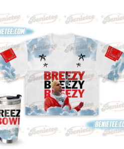 Alternative view of Personalized Chris Brown Football Jersey And Tumbler Set, Concert outfit, Chris Breezy Breezy Bowl Shirt