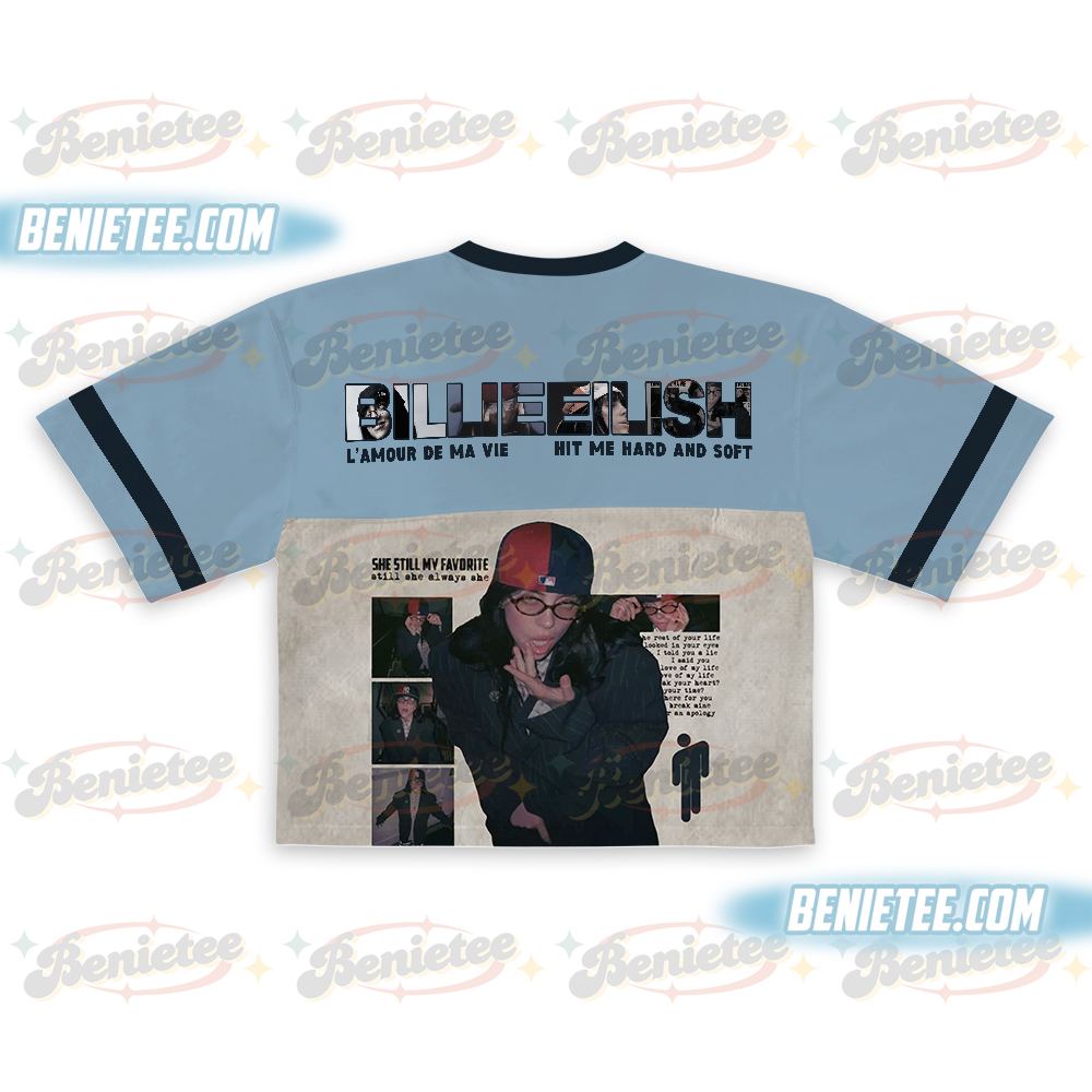 Billie Hit Me Hard and Soft 2025 Tour Crop Top Football Jersey - Image 3