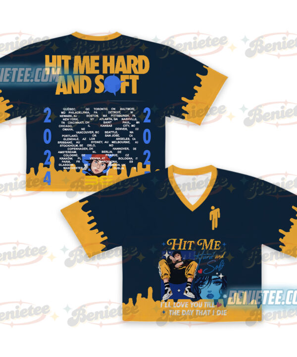Billie Eilish Hit Me Hard and Soft Tour Crop top Football Jersey Full Mesh, Billie Eilish Shirt