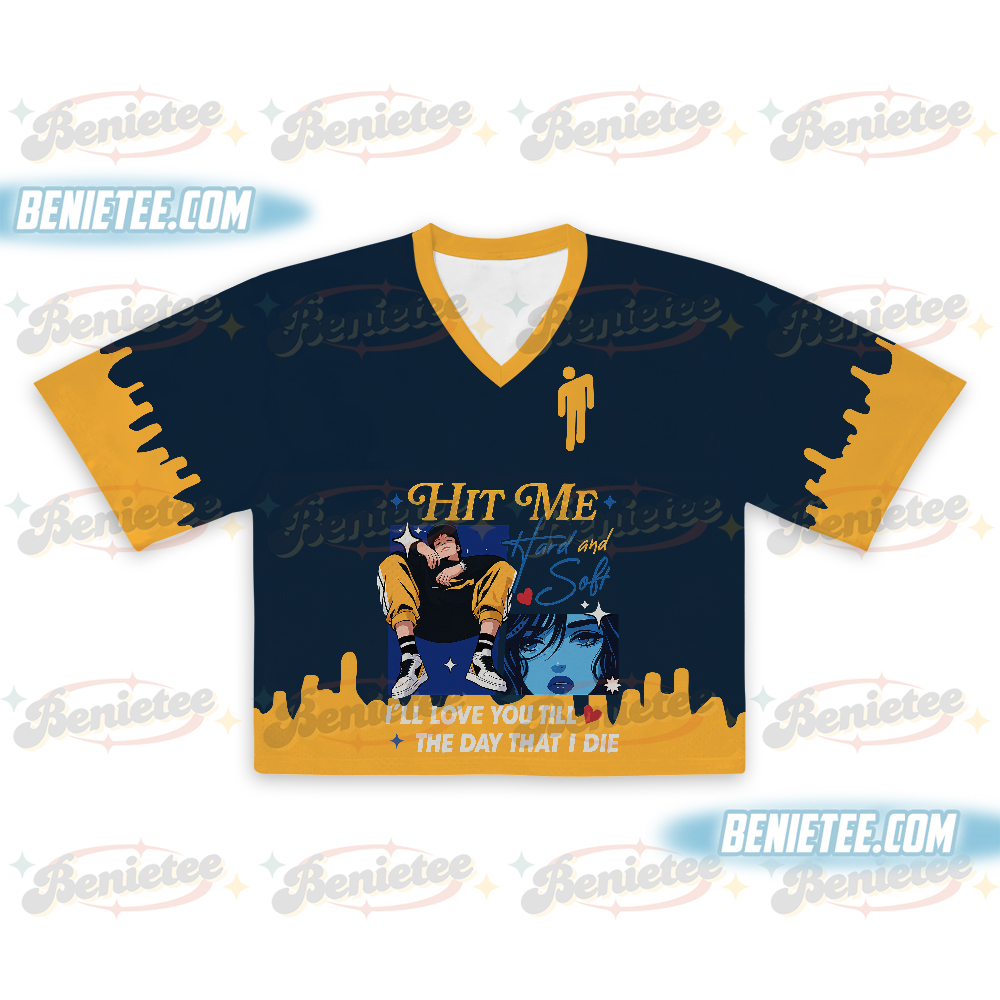 Billie Eilish Hit Me Hard and Soft Tour Crop top Football Jersey Full Mesh, Billie Eilish Shirt - Image 3