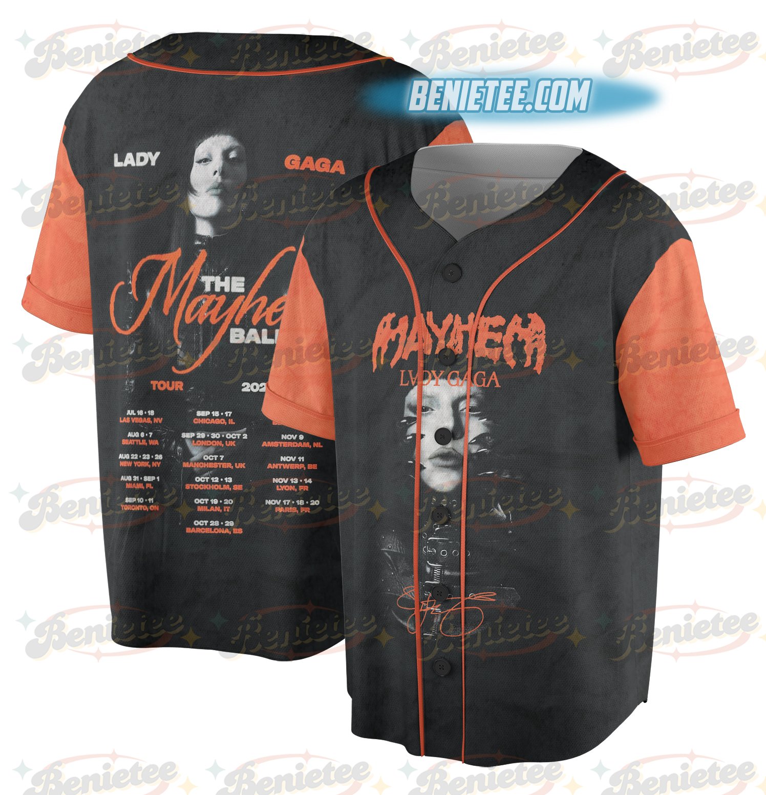 Lady Gaga The Mayhem Ball Tour Baseball Jersey
