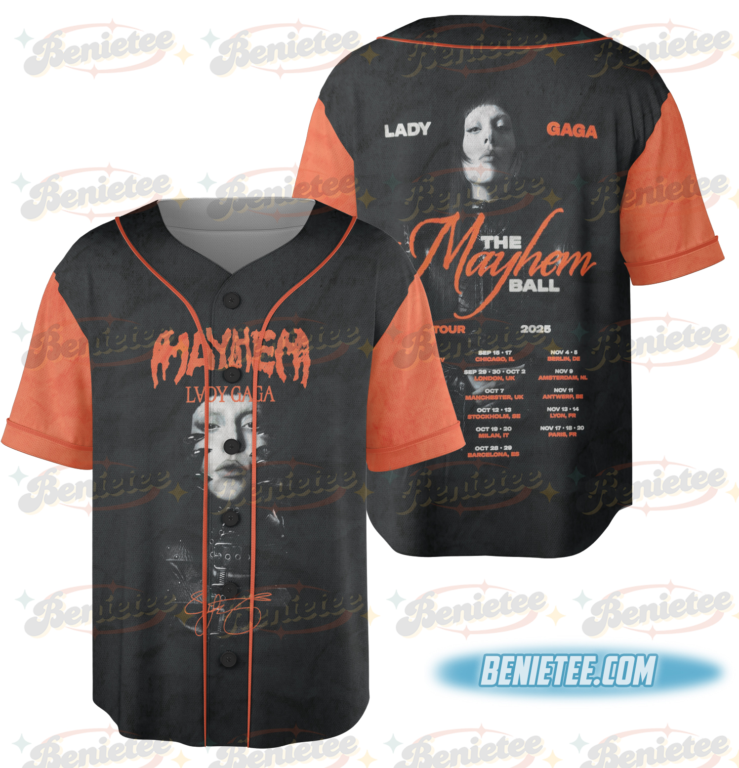 Lady Gaga The Mayhem Ball Tour Baseball Jersey - Image 3