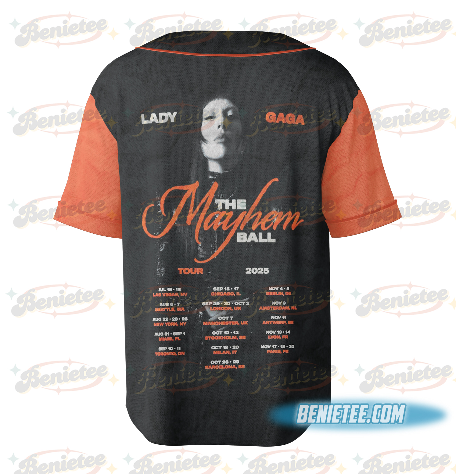 Lady Gaga The Mayhem Ball Tour Baseball Jersey - Image 4