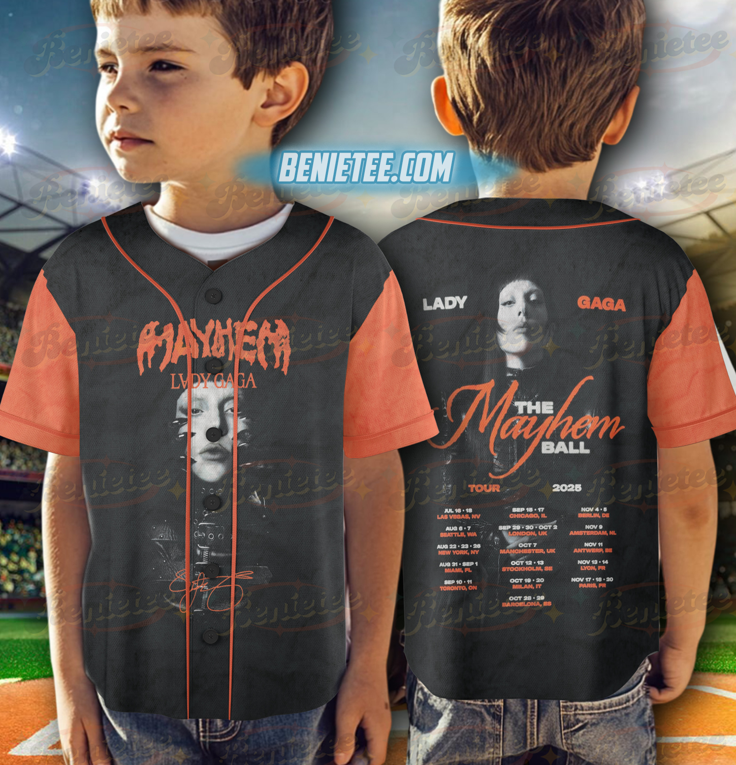 Lady Gaga The Mayhem Ball Tour Baseball Jersey - Image 6