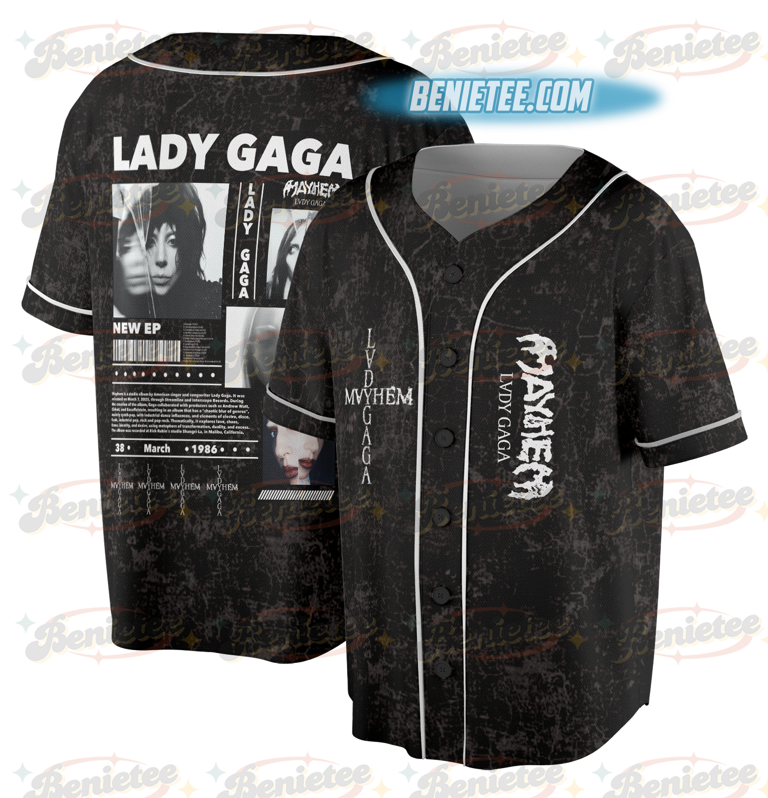 Lady Gaga Mayhem Album Baseball Jersey, 2025 Concert Tour Jersey