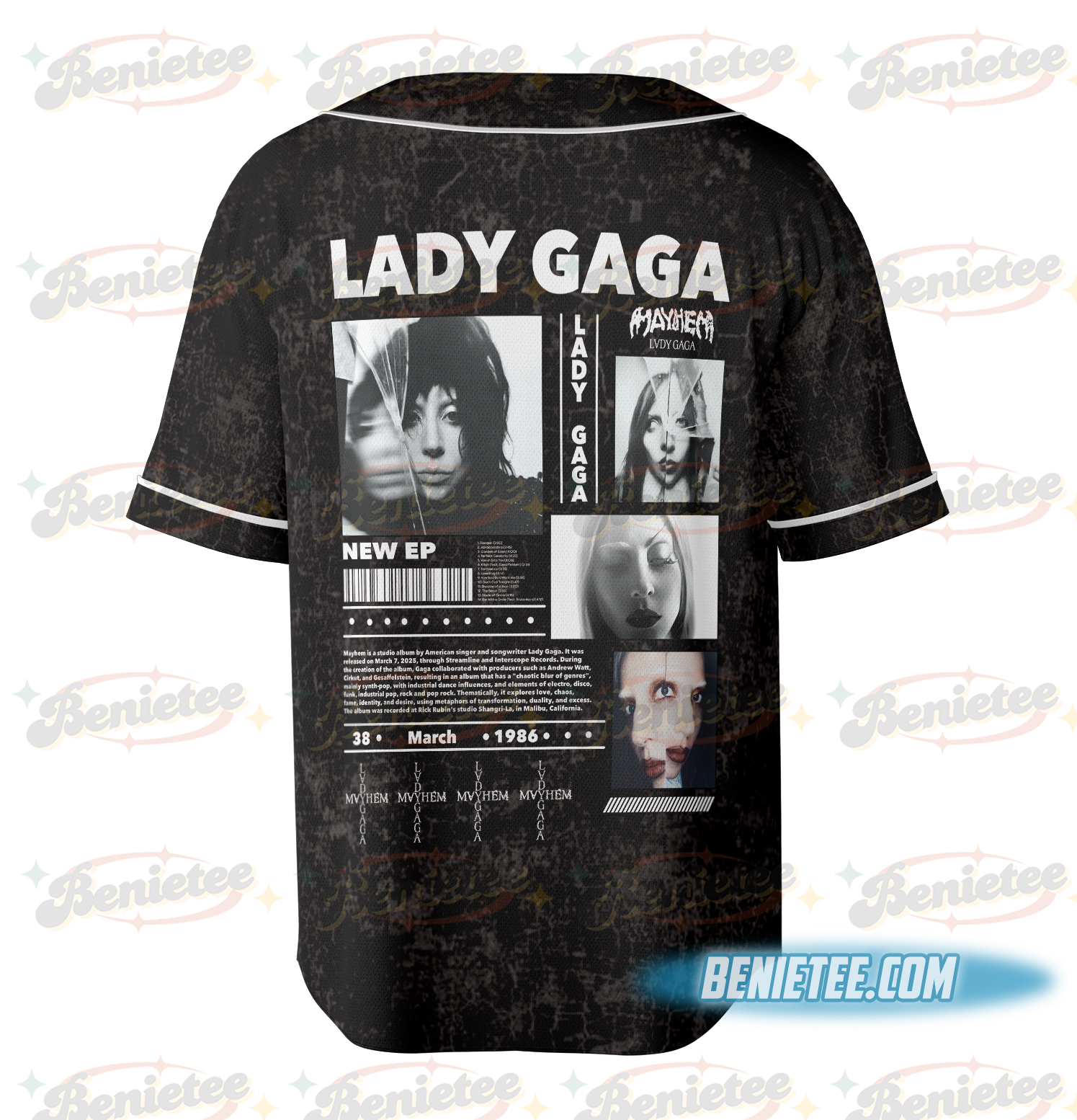 Lady Gaga Mayhem Album Baseball Jersey, 2025 Concert Tour Jersey - Image 4
