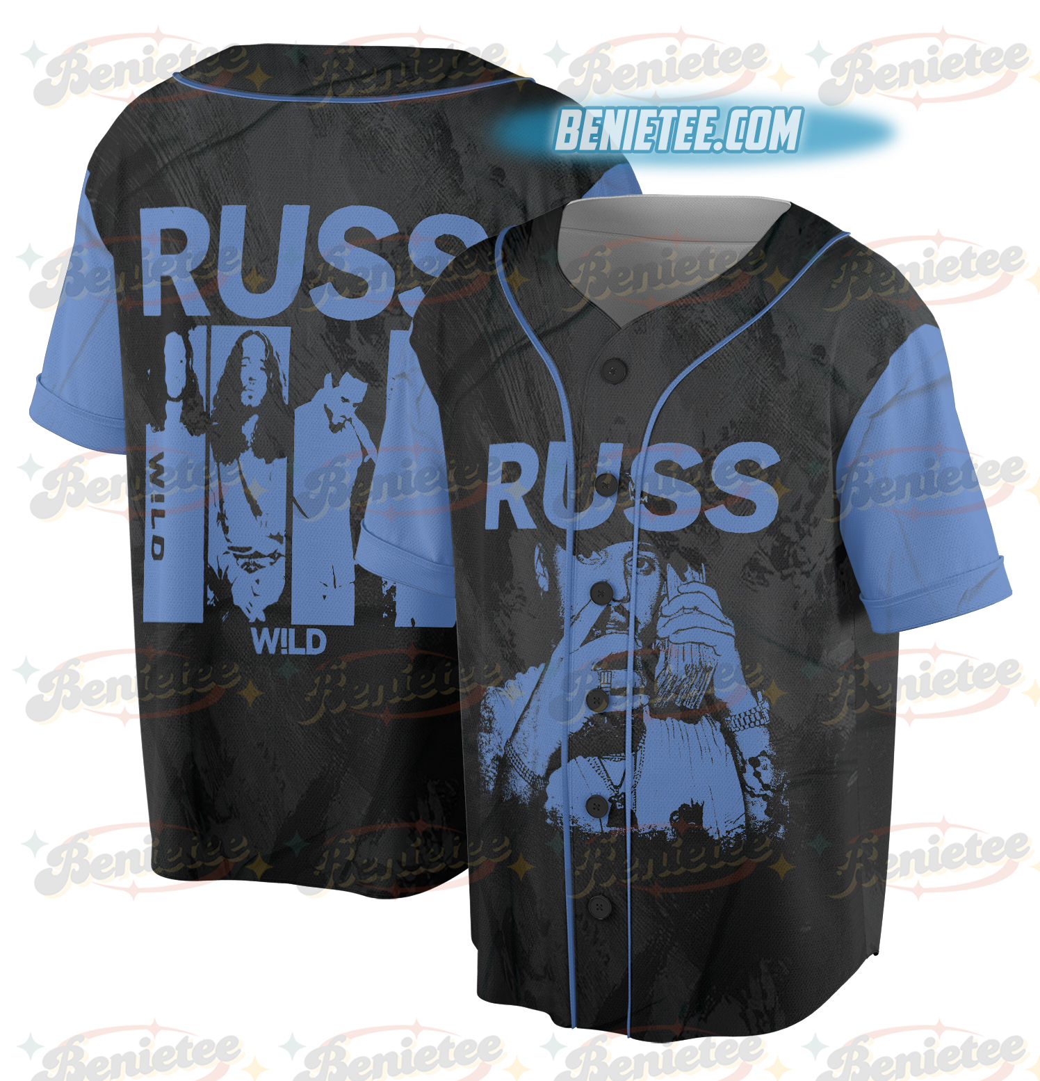 Russ Wild Tour Baseball Jersey, Into the Wild Tour Tee with Cash Stack, Music Festival Apparel, Russ 2025 Concert Tee