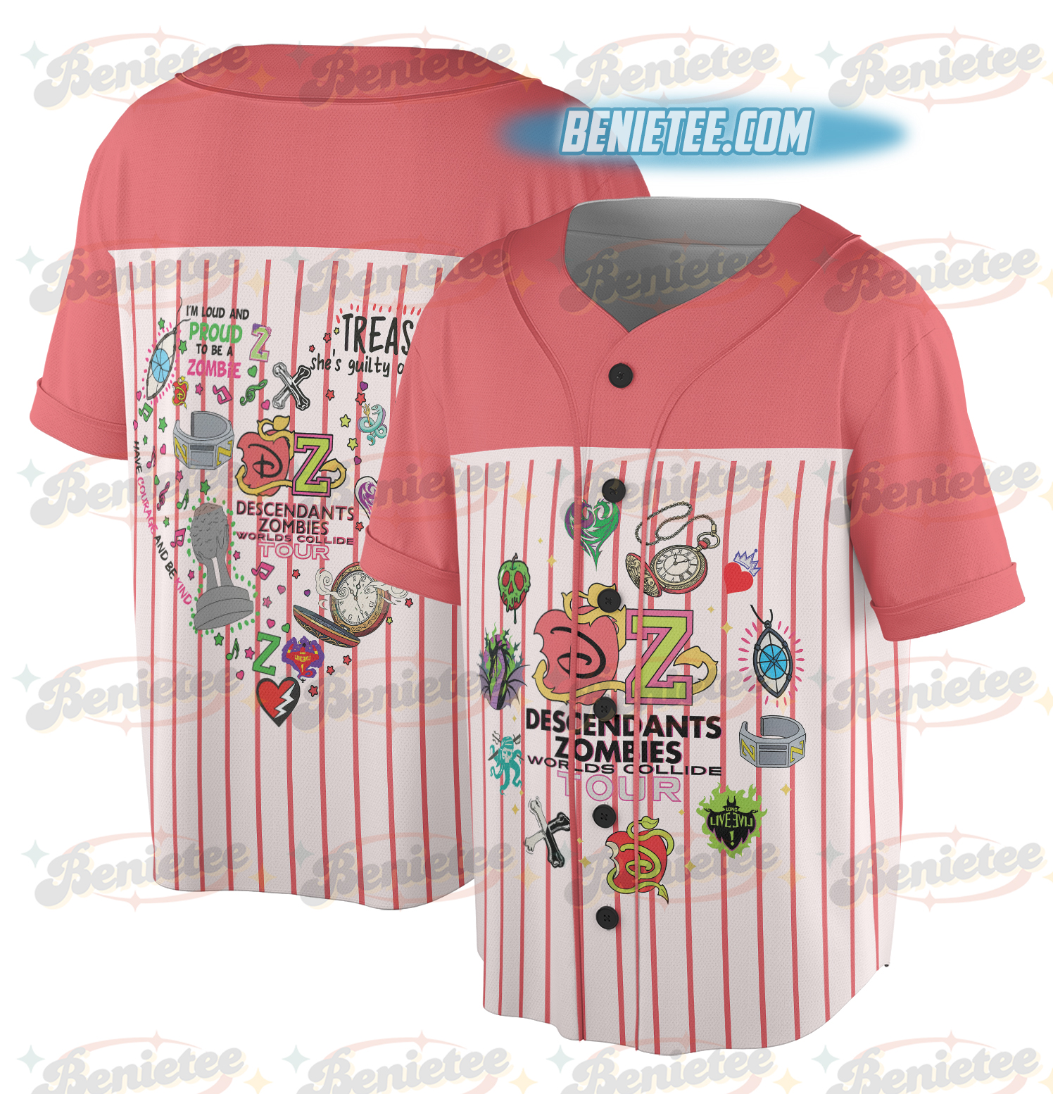 Vintage Descendants Zombies World Tour Baseball Jersey, The Rise Of Red Group Jersey, Descendants Concert, Summer Music Festival 2025 Trip