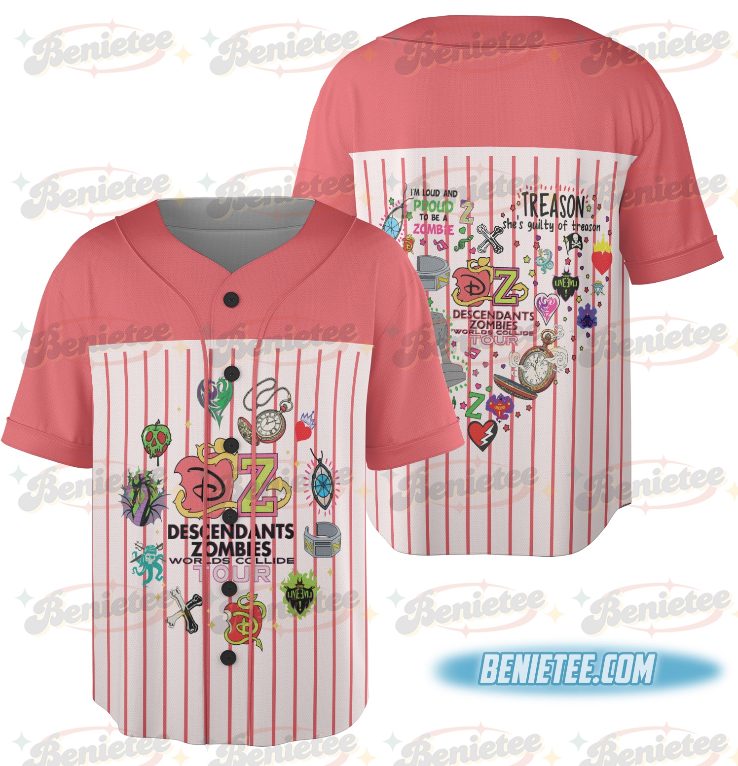 Vintage Descendants Zombies World Tour Baseball Jersey, The Rise Of Red Group Jersey, Descendants Concert, Summer Music Festival 2025 Trip - Image 3