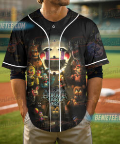Alternative view of Halloween Horror nights 2025 Baseball Jersey, Universal Studios Scary movie shirt, Five Nights at Freddy's Halloween sweatshirt Gift for her him