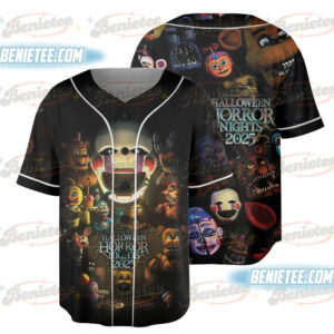 Halloween Horror nights 2025 Baseball Jersey, Universal Studios Scary movie shirt, Five Nights at Freddy's Halloween sweatshirt Gift for her him