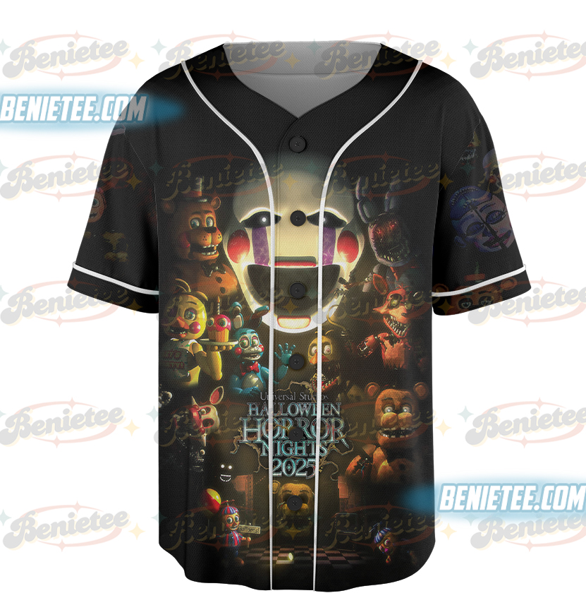 Halloween Horror nights 2025 Baseball Jersey, Universal Studios Scary movie shirt, Five Nights at Freddy's Halloween sweatshirt Gift for her him - Image 5