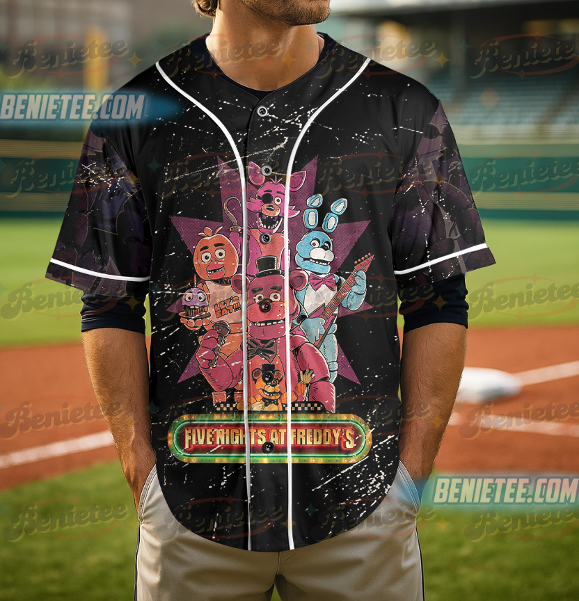 Vintage Five Nights At Freddy's Vintage Baseball Jersey, FNAF T-Shirt - Image 2