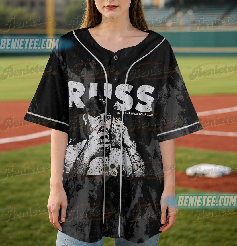 Russ Wild Tour Shirt, Russ 2025 Concert Baseball Jersey, Into the Wild Tour Tee with Cash Stack - Image 4