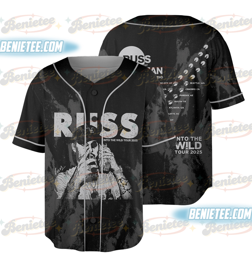 Russ Wild Tour Shirt, Russ 2025 Concert Baseball Jersey, Into the Wild Tour Tee with Cash Stack