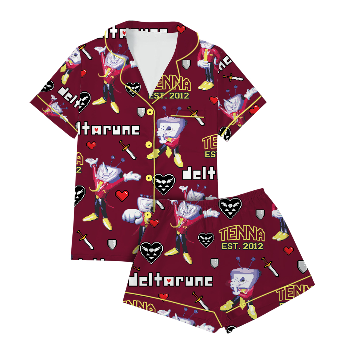 Tenna Deltarune Game Matching Pajamas Set Short, Tenna It’s TV Time Pajamas, Deltarune Video Game Tee, Deltarune Costume - Image 3