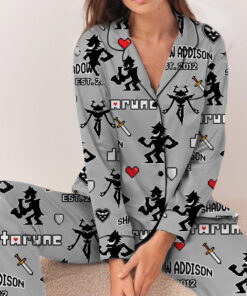 Alternative view of Shadown Addison Deltarune Game Long Pajamas Set, Shadown Addison It’s TV Time Meme Tee, DTG Video Game, Unisex Gamer Matching Gift Shirt