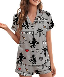 Alternative view of Shadown Addison Deltarune Game Short Pajamas Set, Shadown Addison It’s TV Time Meme Tee, DTG Video Game, Unisex Gamer Matching Gift Shirt