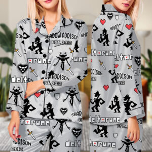 Shadown Addison Deltarune Game Long Pajamas Set, Shadown Addison It’s TV Time Meme Tee, DTG Video Game, Unisex Gamer Matching Gift Shirt