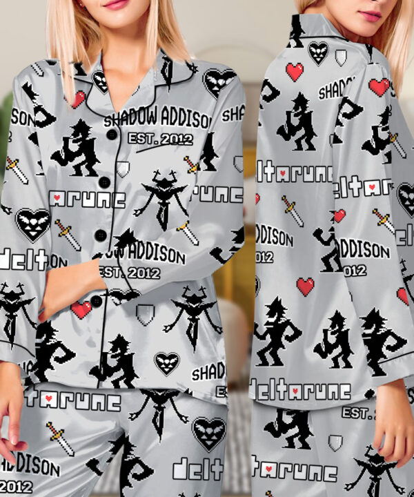 Shadown Addison Deltarune Game Long Pajamas Set, Shadown Addison It’s TV Time Meme Tee, DTG Video Game, Unisex Gamer Matching Gift Shirt