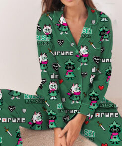 Alternative view of Ralsei Deltarune Game Long Pajamas Set, Ralsei It’s TV Time Meme Tee, DTG Video Game, Unisex Gamer Matching Gift Shirt