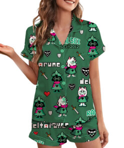 Alternative view of Ralsei Deltarune Game Short Pajamas Set, Ralsei It’s TV Time Meme Tee, DTG Video Game, Unisex Gamer Matching Gift Shirt